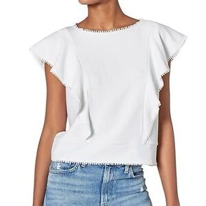 Joie White Flutter Sleeve Blouse